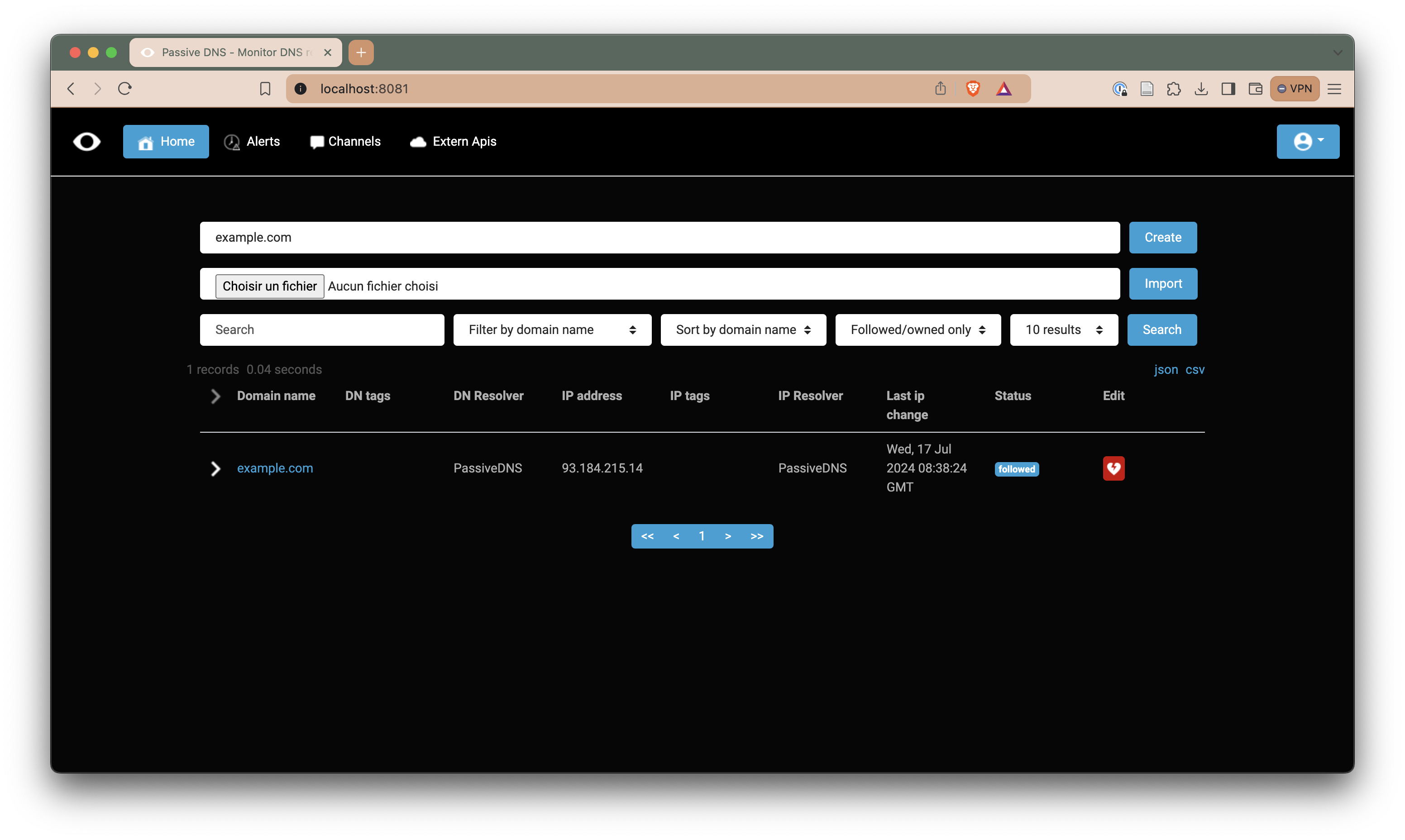 Home page of PassiveDNS