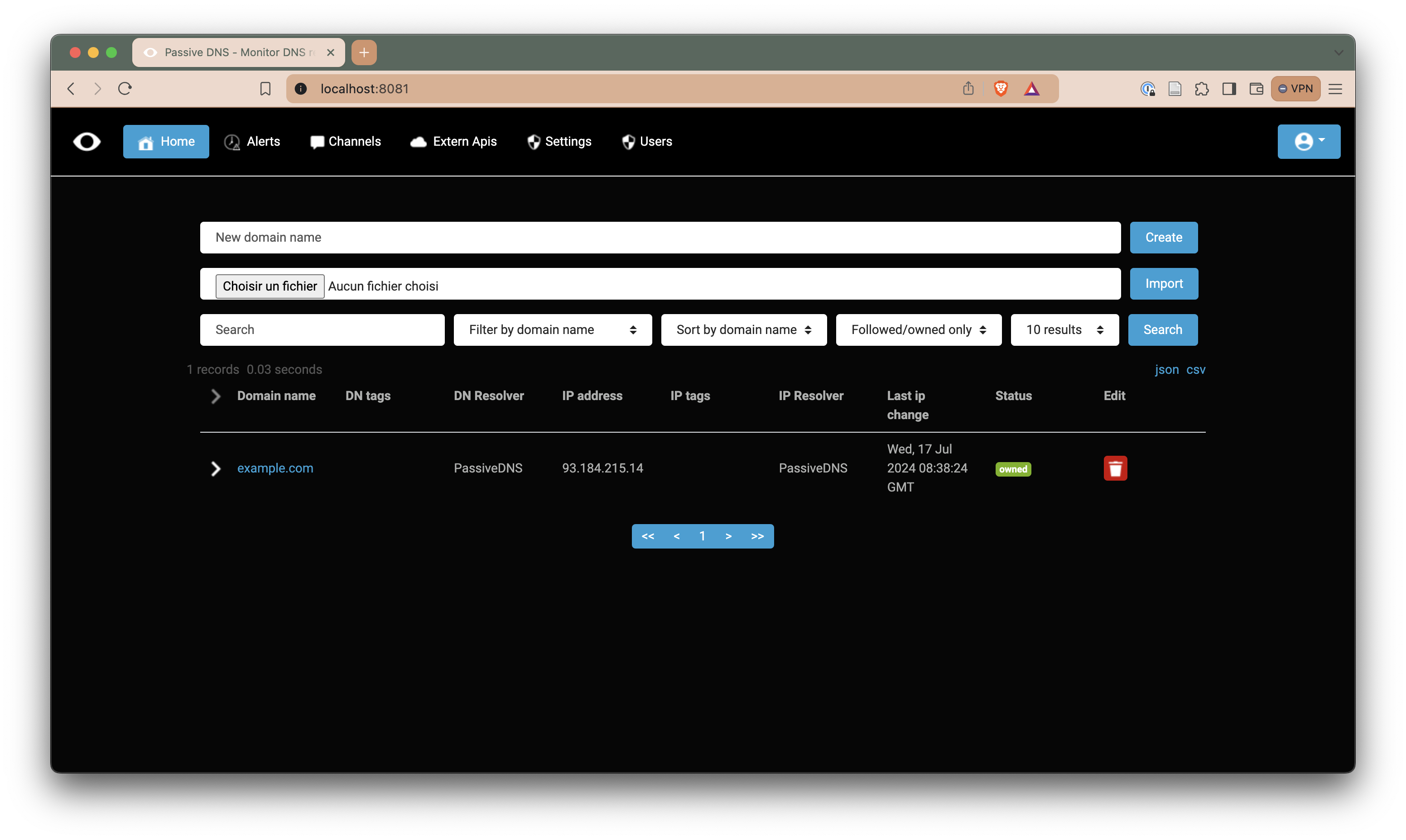 The administrator home page